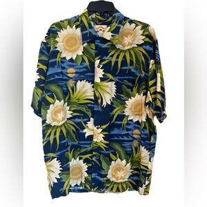 Pineapple Juice Hawaiian Shirt Men’s M Rayon Button Up Short Sleeve Sun Flower